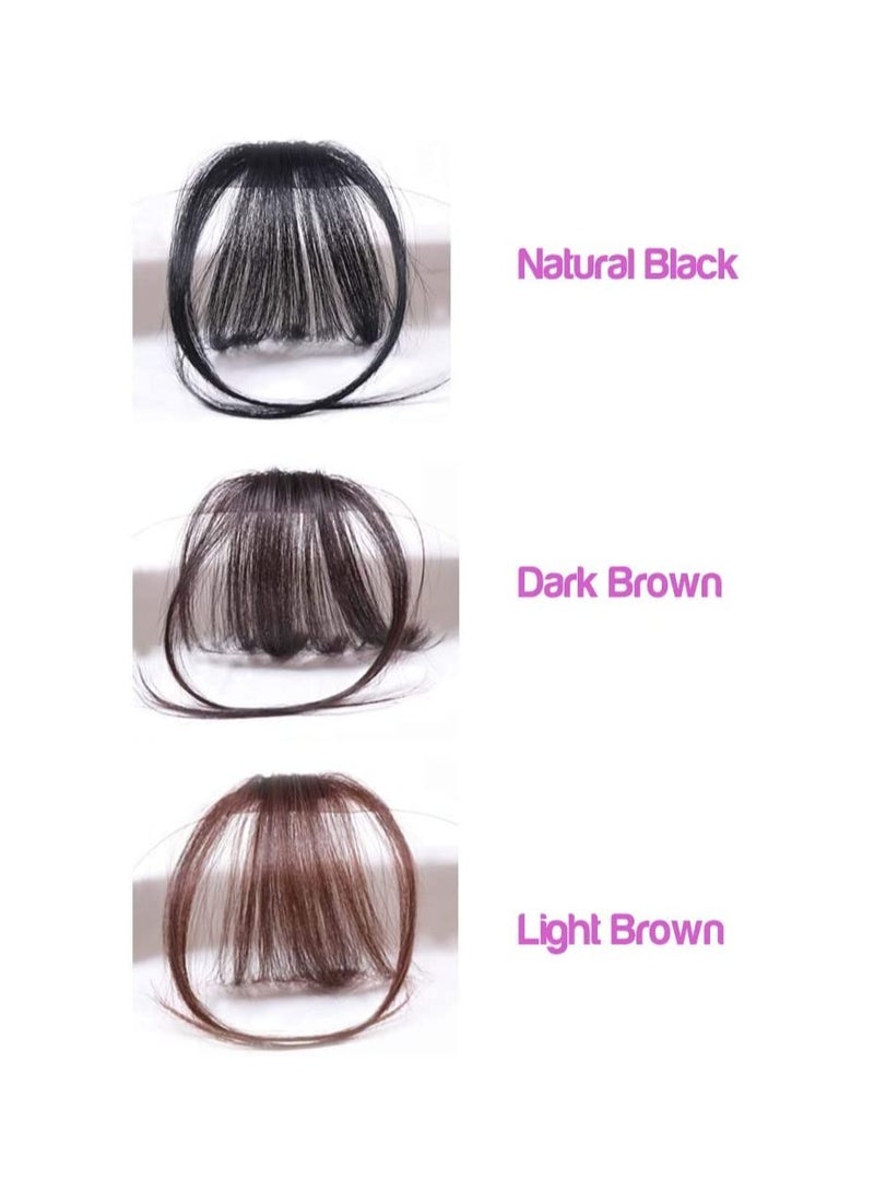 Estelle Human Hair Air Bangs Clip in Bangs Hair Extensions with Temples One Piece Clip on Front Bangs Hairpiece 100% Human Real Hair Fringe for Women (Natural Black) - Image 3
