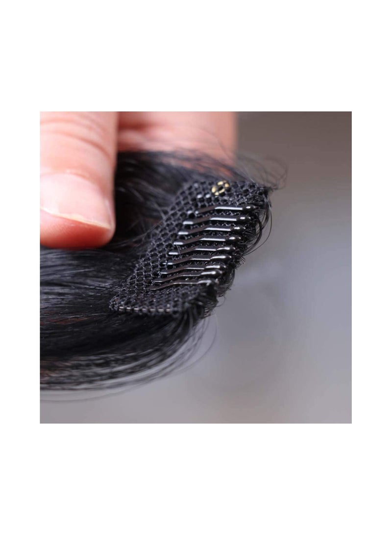 Estelle Human Hair Air Bangs Clip in Bangs Hair Extensions with Temples One Piece Clip on Front Bangs Hairpiece 100% Human Real Hair Fringe for Women (Natural Black) - Image 5