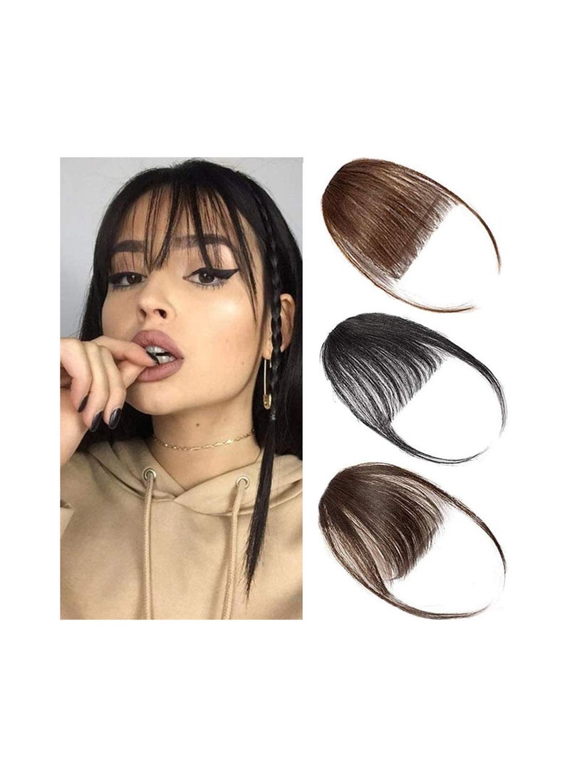 Estelle Human Hair Air Bangs Clip in Bangs Hair Extensions with Temples One Piece Clip on Front Bangs Hairpiece 100% Human Real Hair Fringe for Women (Natural Black) - Image 2