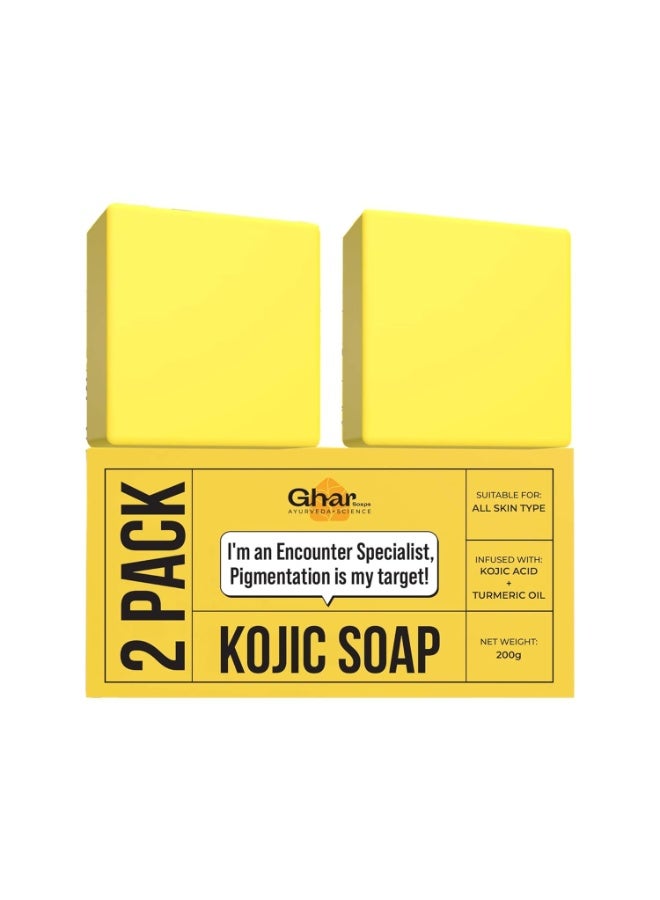 GHAR SOAPS Kojic Acid 2% Soap with Niacinamide | For Pigmentation, Sun damage, Brightening Underarm & Reduces Dark Spot | Soap for Men & Women | Suitable for All Skin Types |(Pack of 2) (100 g x 2) - Image 1