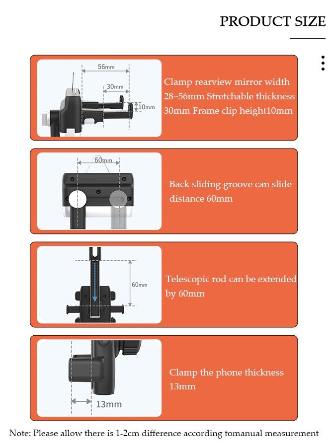 DUNISO Rearview Mirror Phone Holder for Car-360° Rotatable and Retractable Car Phone Holder with Adjustable Length Upgraded Multifunctional Rearview Mirror Phone Holder for All Mobile Phones and All Car - Image 2