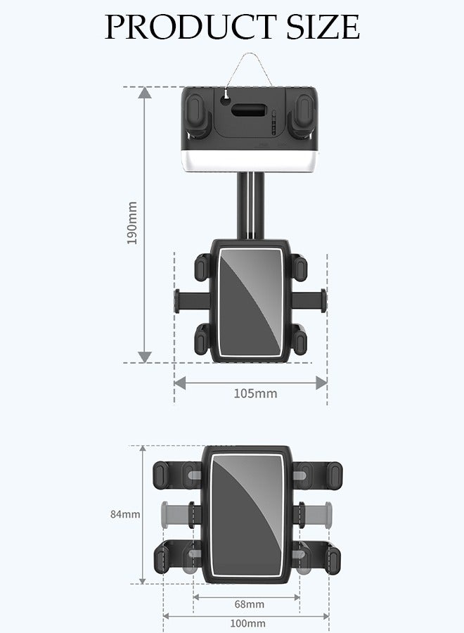 DUNISO Rearview Mirror Phone Holder for Car-360° Rotatable and Retractable Car Phone Holder with Adjustable Length Upgraded Multifunctional Rearview Mirror Phone Holder for All Mobile Phones and All Car  - Image 2