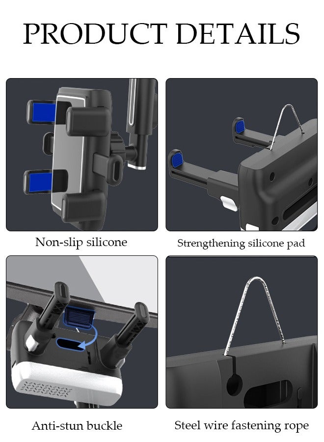 DUNISO Rearview Mirror Phone Holder for Car-360° Rotatable and Retractable Car Phone Holder with Adjustable Length Upgraded Multifunctional Rearview Mirror Phone Holder for All Mobile Phones and All Car  - Image 5