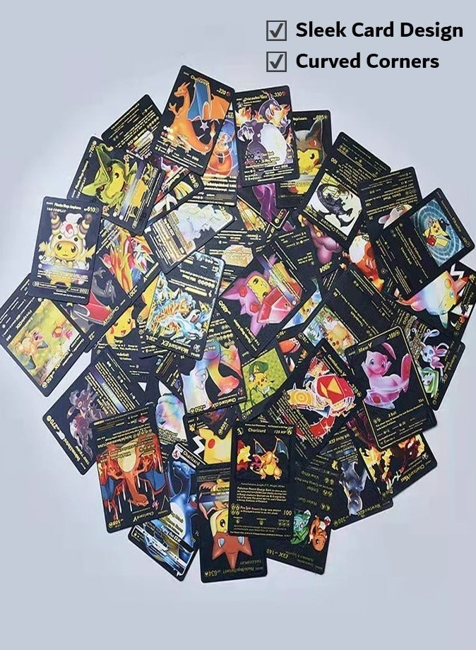 Pokemon 55 PCS Assorted Cards Deck Box Set TCG Cards Rare Shiny Card Collection Cards (Black) - Image 2