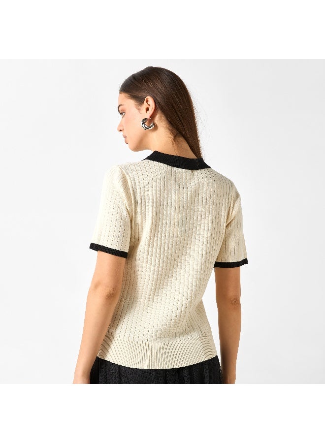 2Xtremz 2Xtremz Textured Polo T-shirt with Short Sleeves  - Image 2