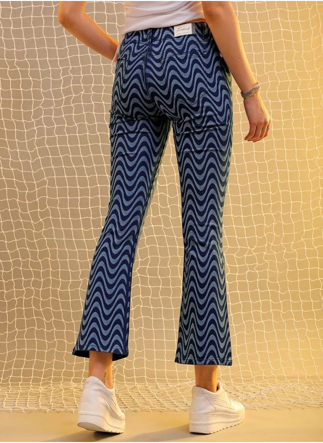 Freehand Women Bootcut Laser Print High-Rise Jeans