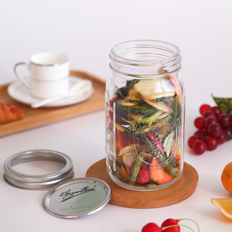 eleganttime Wide Mouth Mason Jars 32 oz with Lids and Bands Set of 12 Jars,Quart Large Glass Mason Jars with Airtight Lids,Great for Canning,Fermentation and Preservation - Image 4