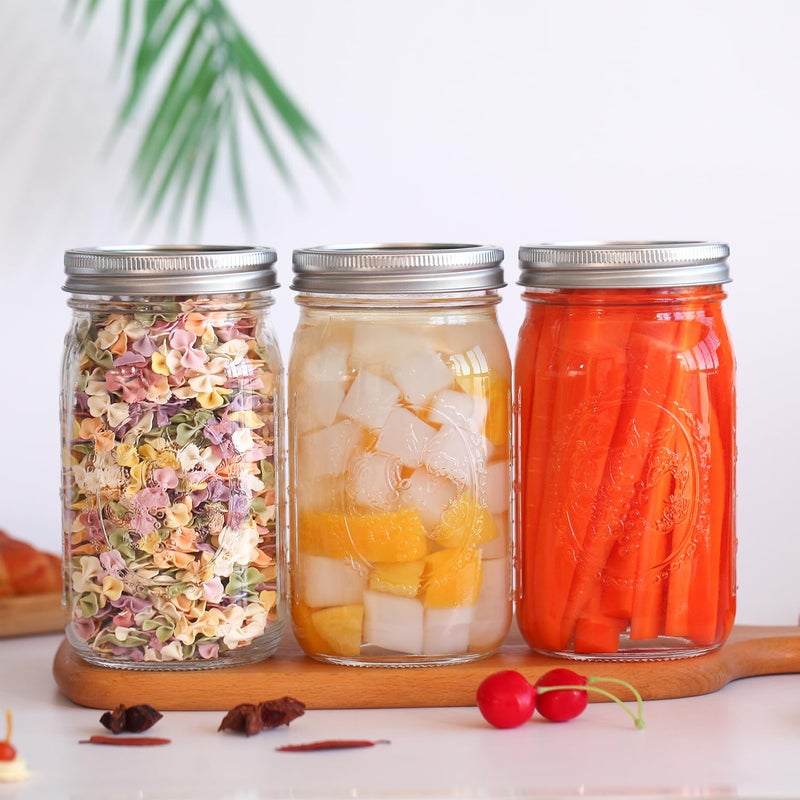 eleganttime Wide Mouth Mason Jars 32 oz with Lids and Bands Set of 12 Jars,Quart Large Glass Mason Jars with Airtight Lids,Great for Canning,Fermentation and Preservation - Image 5