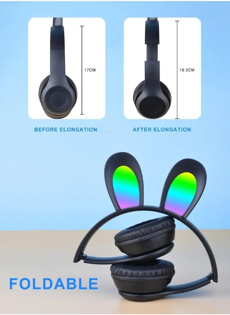 LED Light Up Wireless Stereo Cat Headset Headphones