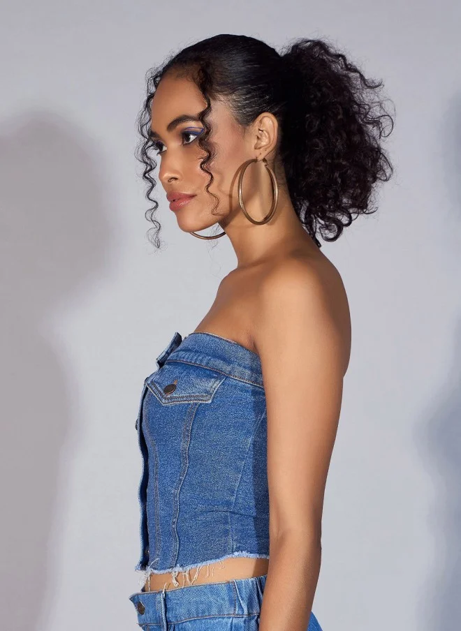 ساسافراس Denim Tube Top For Women