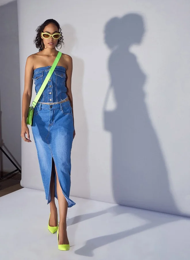 ساسافراس Denim Tube Top For Women