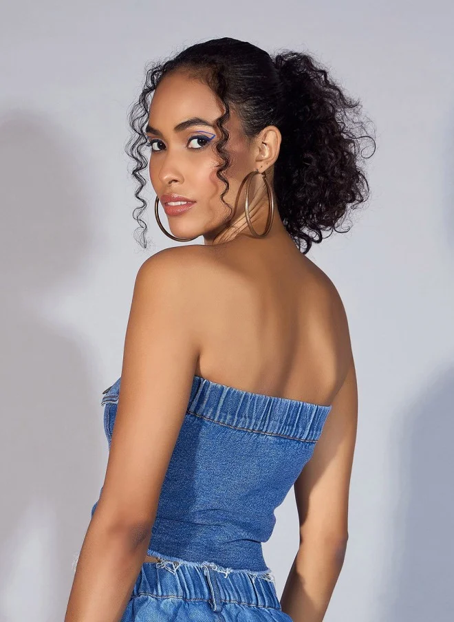 ساسافراس Denim Tube Top For Women
