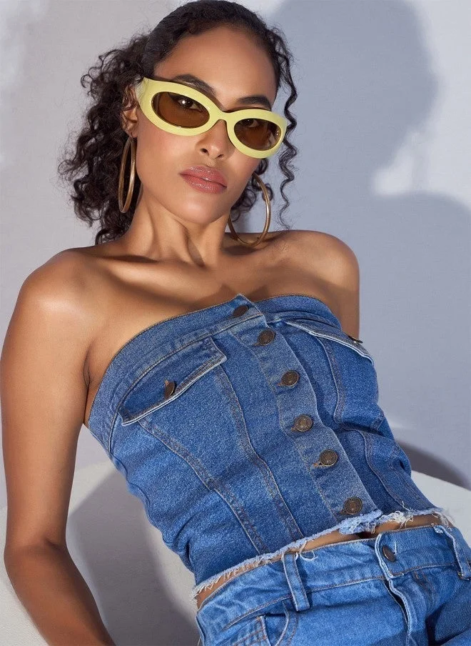 SASSAFRAS Denim Tube Top For Women