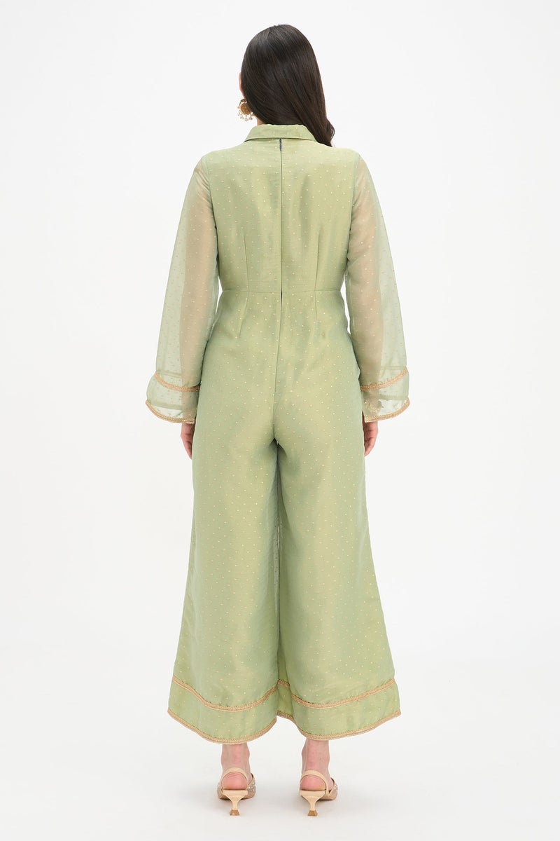 Virgio Self Design Viscose Wide Leg Jumpsuit for Women - Image 3