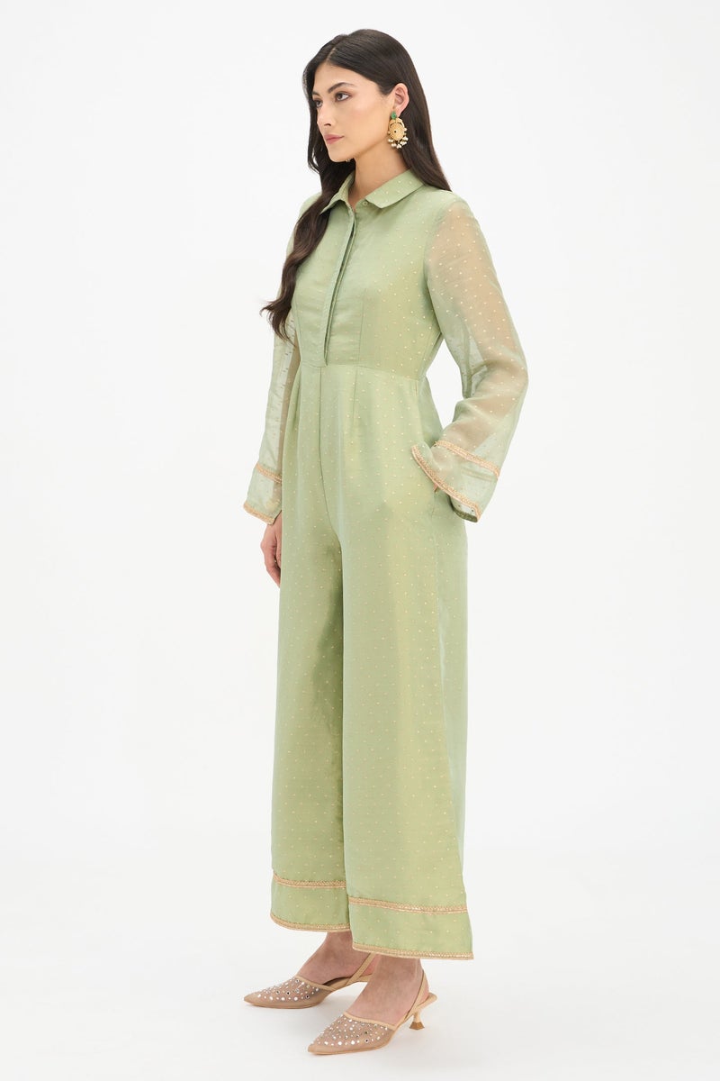 Virgio Self Design Viscose Wide Leg Jumpsuit for Women - Image 2