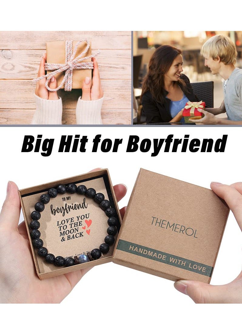 Excefore Beaded Bracelets, Jewelry Gifts for Men Women - 7.5 inches One Year Anniversary with Meaningful Card Anniversary Birthday Valentines Gifts for Husband Boyfriend Dad Son - Image 4