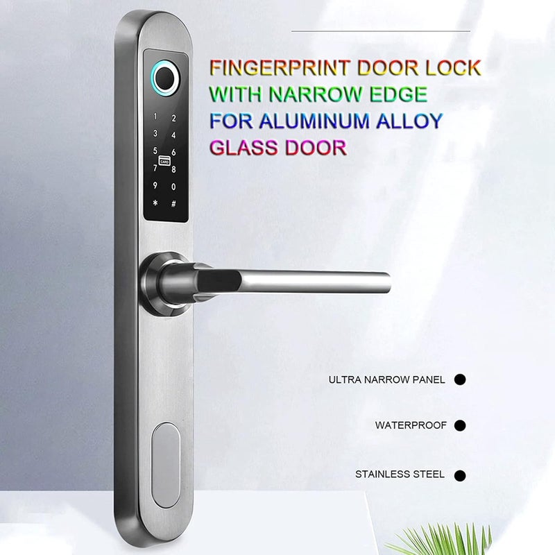 klarako Smart Fingerprint Door Lock with Handle Touch Screen Keypad Deadbolt Password Code Lever Lock Waterproof Anti‑Theft Door Lock with Key, Card for Apartment Villa School Office (Silver) - Image 3