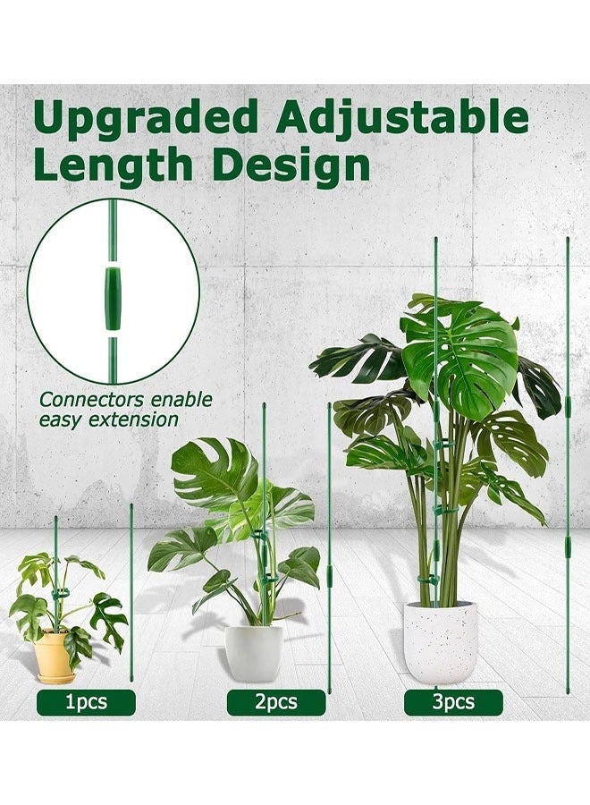 شاو تشن رصيص النبات، 16 قطعة من البسكويت عصي دعم النبات الطول القابل للضبط مع 16 قلادة و 8 وصلات للحديقة الداخلية الخارجية وخضروات الطماطم الوردية -18 بوصة و 11 بوصة - Image 3