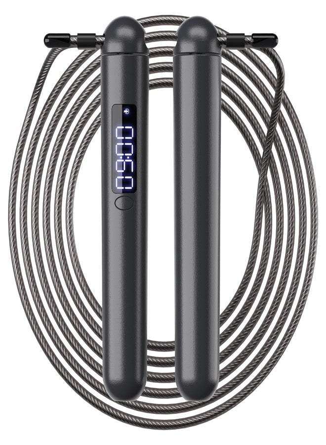 ACHDOFITS Jump Rope for Adults - Jump Ropes with Counter Calorie, Adjustable Steel Wire Skipping Rope with LED Display, for Men Women Fitness and Workout (Black) - Image 1