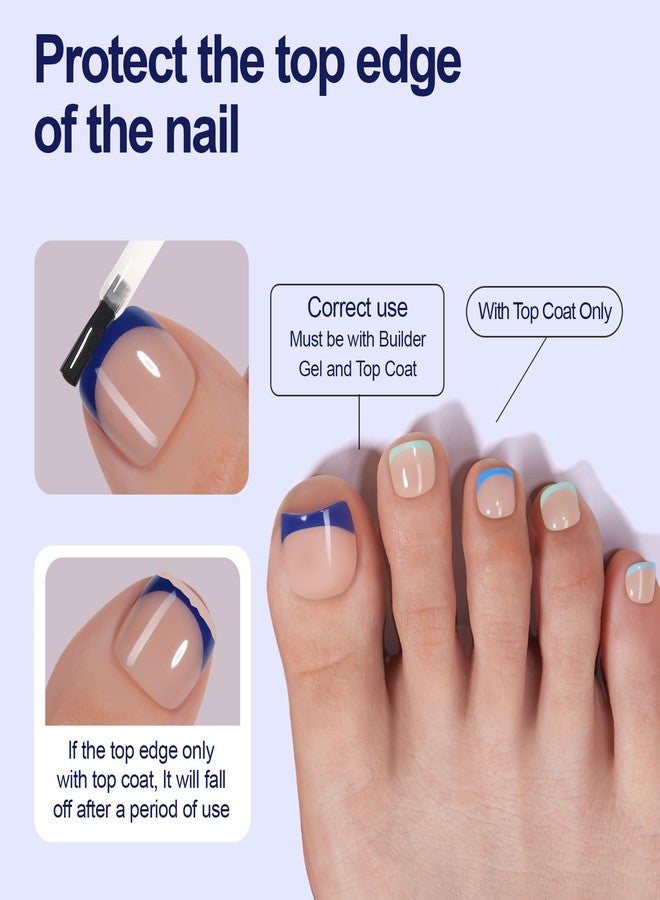 Misssix Press On Toe nails Short, 150Pcs Blue French Toenail Tips, Square Soft Gel Fake Toe Nail Tips Extensions for Women Nail Art DIY 15 Sizes - Image 4