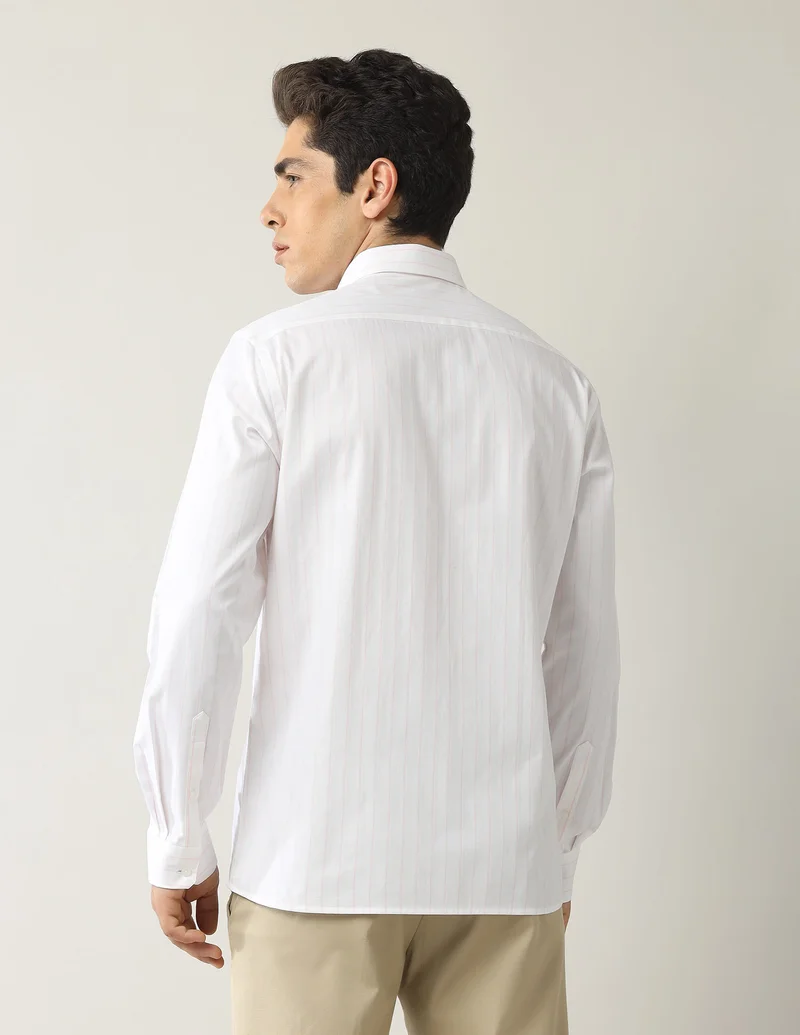 Arrow Light Pink Vertical Striped Manhattan Slim Fit Shirt for Men | Best Price UAE
