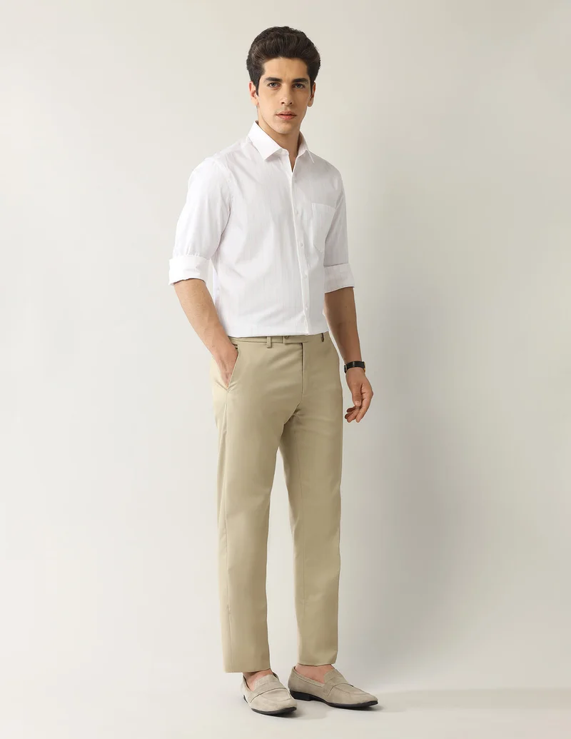 Arrow Light Pink Vertical Striped Manhattan Slim Fit Shirt for Men | Best Price UAE