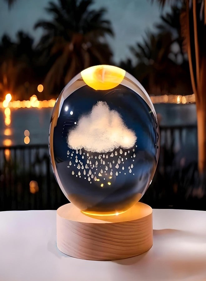 BTfash Sky Ball Night Lamp with Wooden Stand for Gift for Girls, Birthday Gift, Home Decor, and Cloud Lamp (Sky) - Image 2
