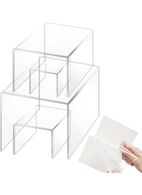 Of 4 Clear Acrylic Risers Display Findtop Clear Product Stand Jewelry Display Riser Shelf Showcase For Figures Store Candy Dessert Display Stand3" 4" 5" 6"