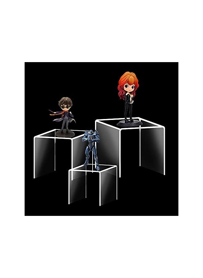findTop - Of 4 Clear Acrylic Risers Display Findtop Clear Product Stand Jewelry Display Riser Shelf Showcase For Figures Store Candy Dessert Display Stand3" 4" 5" 6" - Image 1