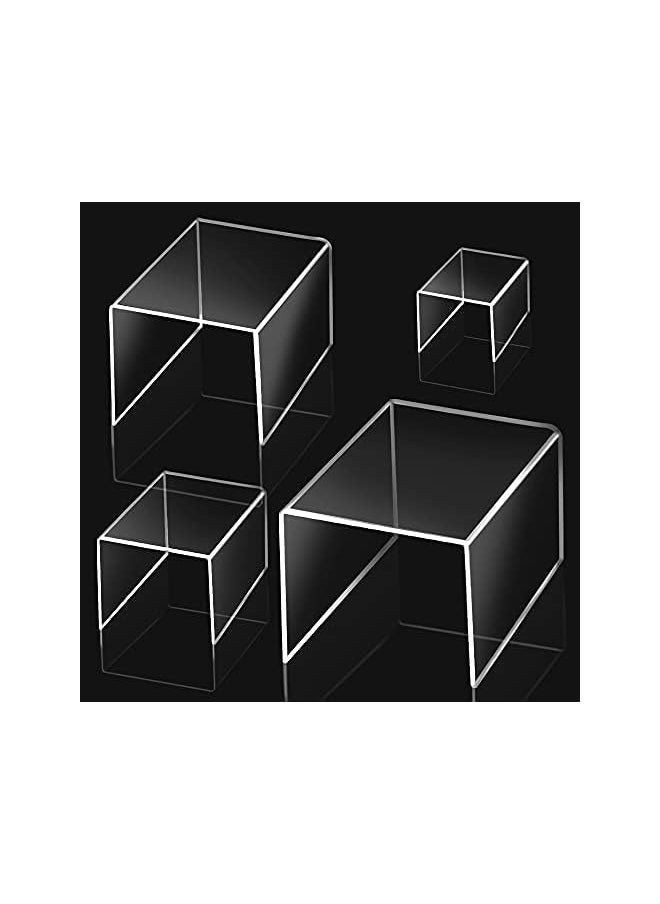 findTop - Of 4 Clear Acrylic Risers Display Findtop Clear Product Stand Jewelry Display Riser Shelf Showcase For Figures Store Candy Dessert Display Stand3" 4" 5" 6" - Image 1