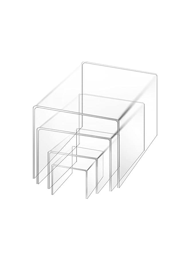 findTop - Of 4 Clear Acrylic Risers Display Findtop Clear Product Stand Jewelry Display Riser Shelf Showcase For Figures Store Candy Dessert Display Stand3" 4" 5" 6" - Image 1