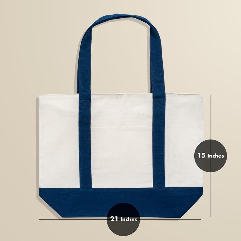 Carrywell Canvas Tote Bags with Zipper, Not-Made In China, 15"x 21", Heavy Duty Organic Cotton With Handles and Front Pocket, Reusable Shopping Totes - Image 4