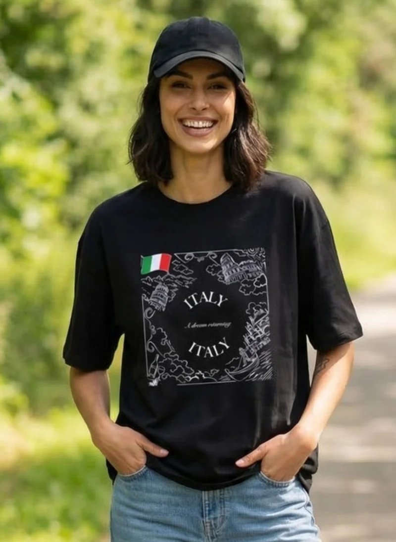 NOBERO Nobero Oversized Graphic Print T-shirt