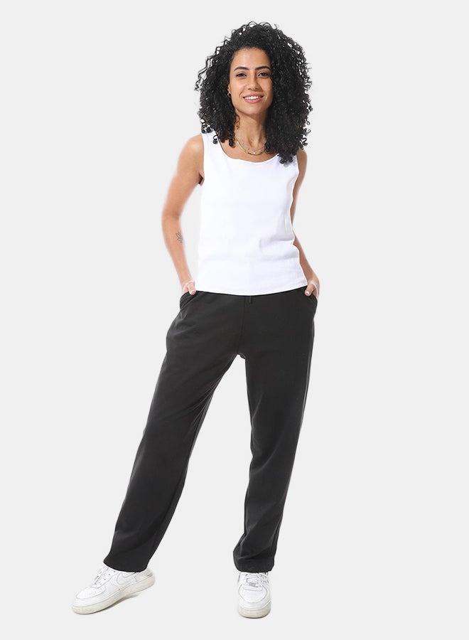Andora Cotton Elastic Waist Comfy Black Pants_Black - Image 5