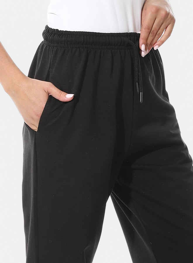 Andora Cotton Elastic Waist Comfy Black Pants_Black - Image 3