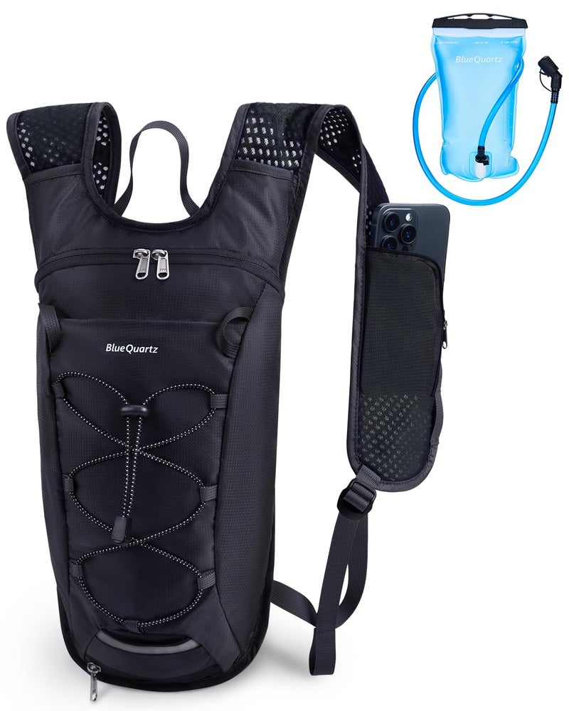 Blue Quartz Hydration Backpack with 2L Water Bladder, Hiking Water Backpack for Women Men, Lightweight Cycling Daypack with Phone Pocket & Helmet Net Bag, Hydration Pack for Biking, Running, Skiing - Image 1