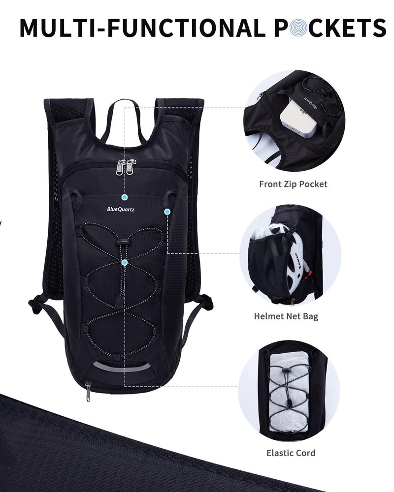 Blue Quartz Hydration Backpack with 2L Water Bladder, Hiking Water Backpack for Women Men, Lightweight Cycling Daypack with Phone Pocket & Helmet Net Bag, Hydration Pack for Biking, Running, Skiing - Image 2
