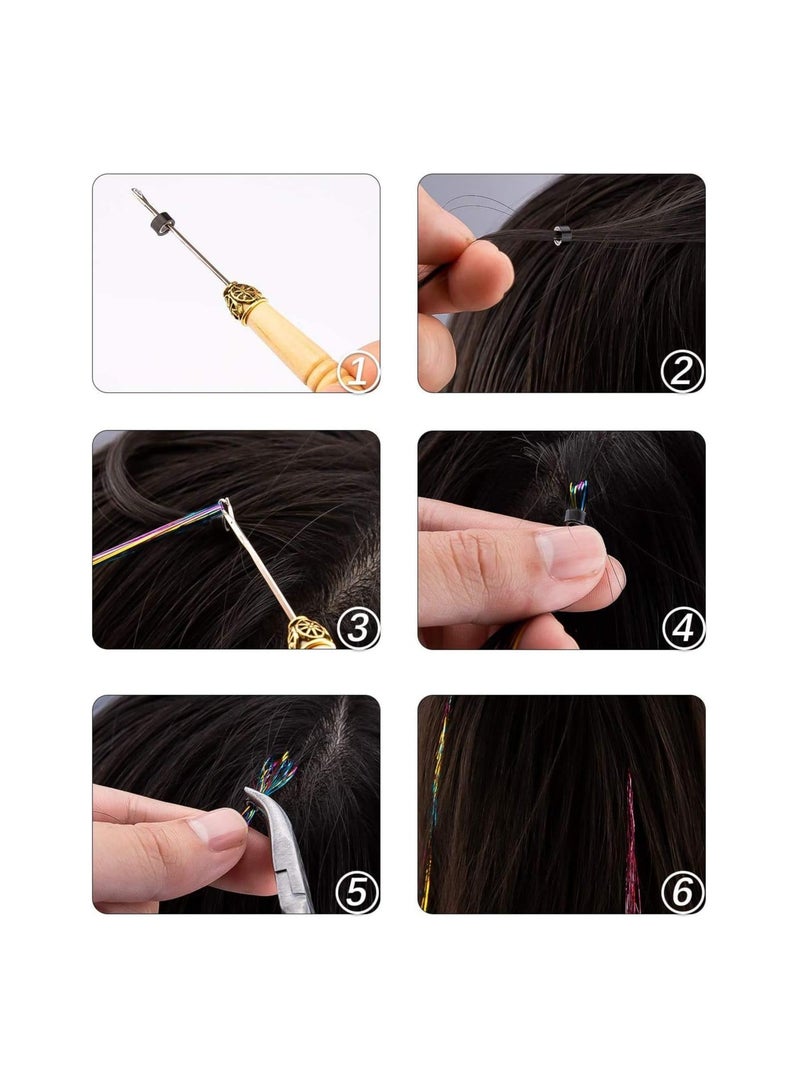 إستيل خرز مايكرو لينك 5 مم لوصلات الشعر، خرزات مبطنة بالسيليكون، حلقات وصلات صغيرة أداة وصلات الشعر، حلقات سيليكون دقيقة لوصلات الشعر أداة (أشقر) - Image 4