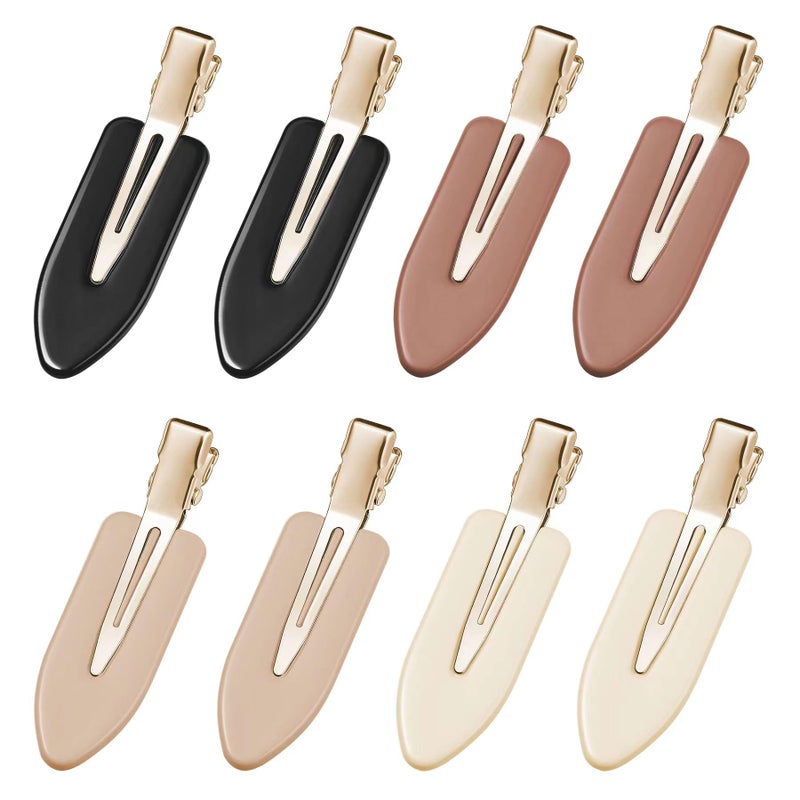 YIERSO 8 Pcs No bend Hair Clips No Crease Makeup Hair Clip Duckbill Clip No Dent Creaseless Alligator Hair Barrettes for Salon Hairstyle Women Girls Makeup Accessories (Black Coffee) - Image 1