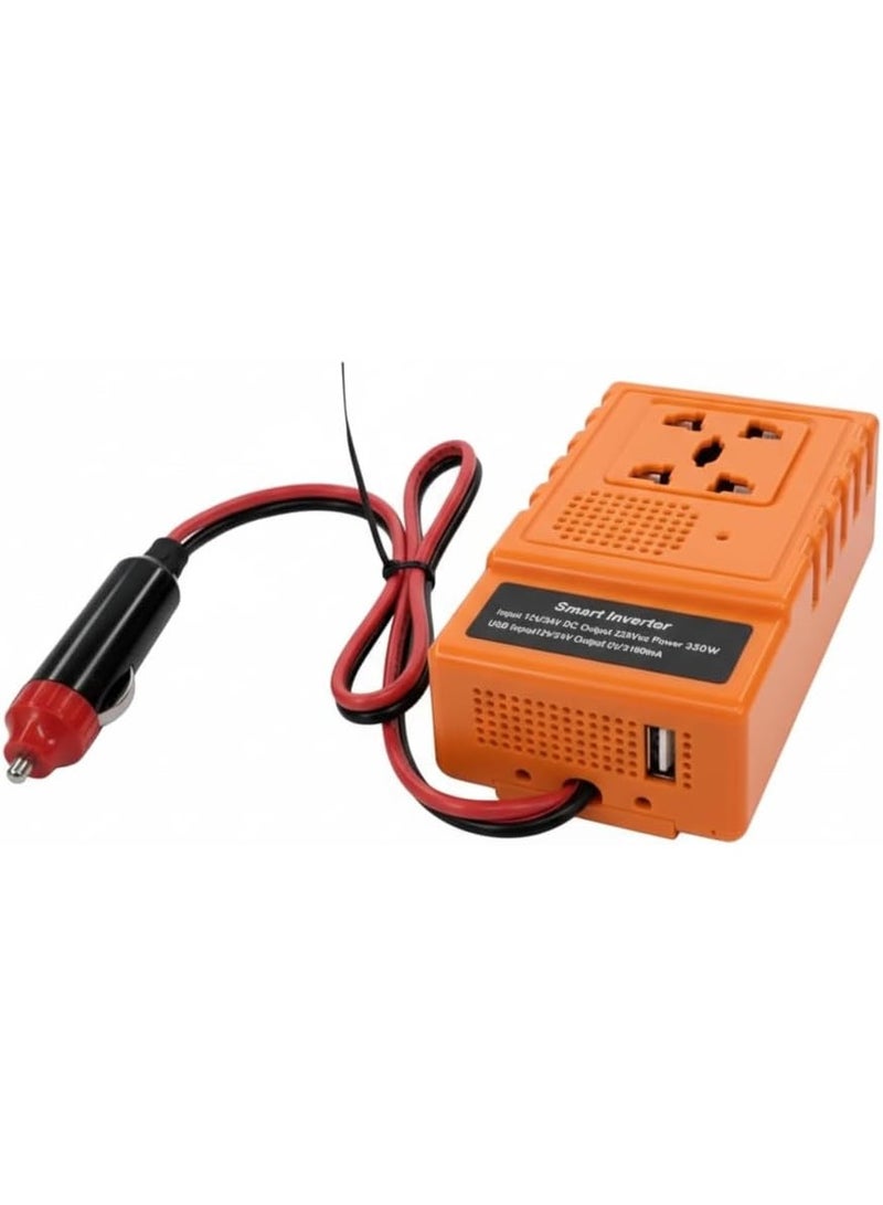 محول طاقة ذكي للسيارة بقوة 350 واط - يحول 12/24 فولت إلى 220 فولت - مدخلان للطاقة ومخرج USB سريع 3.1 أمبير - مثالي للسفر والرحلات - متعدد الألوان - Image 1