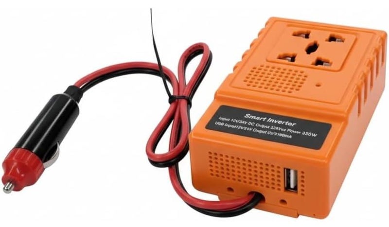 محول طاقة ذكي للسيارة بقوة 350 واط - يحول 12/24 فولت إلى 220 فولت - مدخلان للطاقة ومخرج USB سريع 3.1 أمبير - مثالي للسفر والرحلات - متعدد الألوان - Image 1