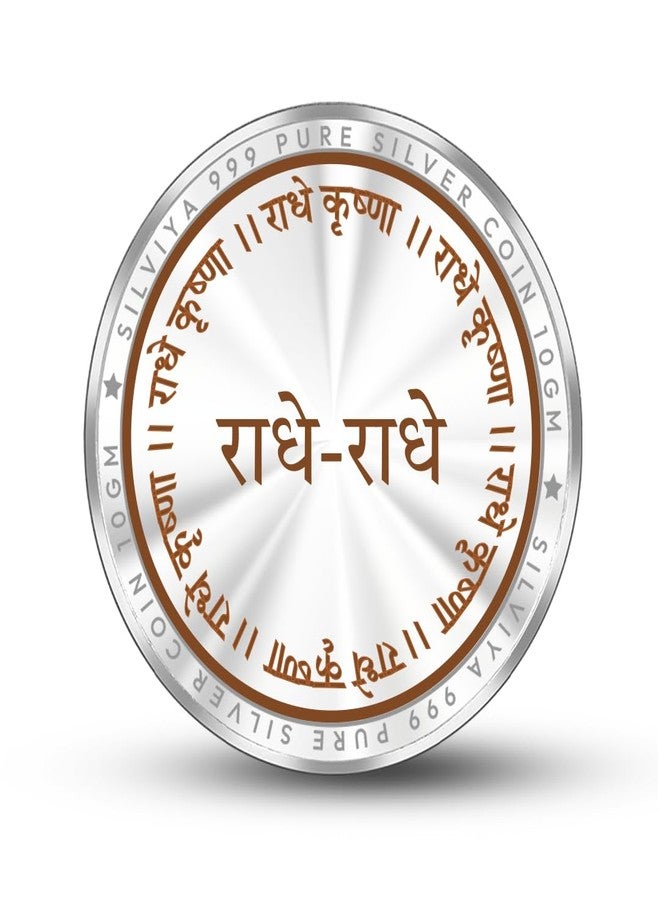 Silviya BIS Hallmarked Radha Krishna 999 Pure Silver Coin (10 Gram) Round Shape: Hindu Deities - Divine Love Couple - Vrindavan - Janmashtami Gift - Puja Coin - Image 3