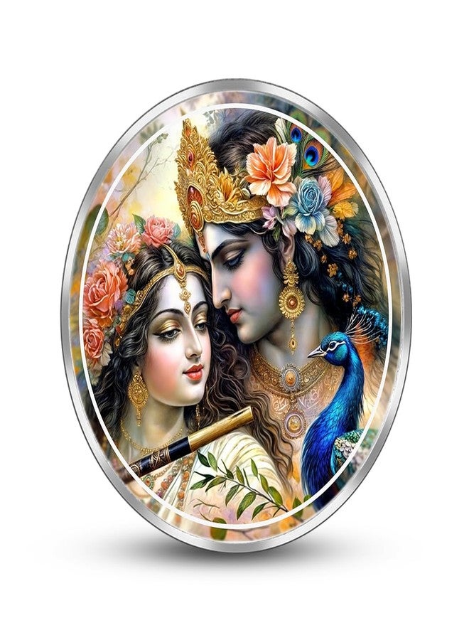 Silviya BIS Hallmarked Radha Krishna 999 Pure Silver Coin (10 Gram) Round Shape: Hindu Deities - Divine Love Couple - Vrindavan - Janmashtami Gift - Puja Coin - Image 2