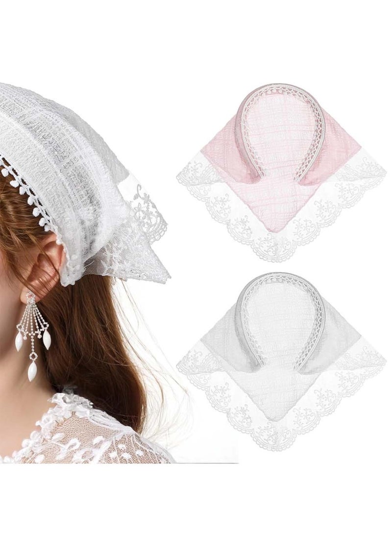 Dougez 2-Piece Hair Scarf Bandana Handband for Women - 2Pcs Chiffon Head Scarf for Women's Hair, Non Slip Lace Triangle Kerchief Women’s Hair Bands - Image 1