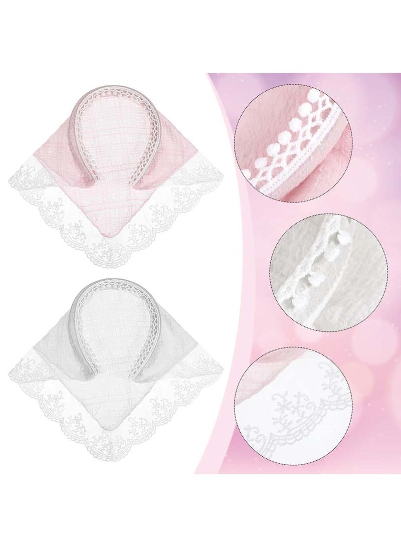Dougez 2-Piece Hair Scarf Bandana Handband for Women - 2Pcs Chiffon Head Scarf for Women's Hair, Non Slip Lace Triangle Kerchief Women’s Hair Bands - Image 3