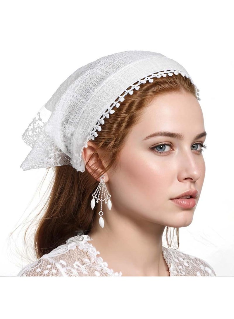 Dougez 2-Piece Hair Scarf Bandana Handband for Women - 2Pcs Chiffon Head Scarf for Women's Hair, Non Slip Lace Triangle Kerchief Women’s Hair Bands - Image 5