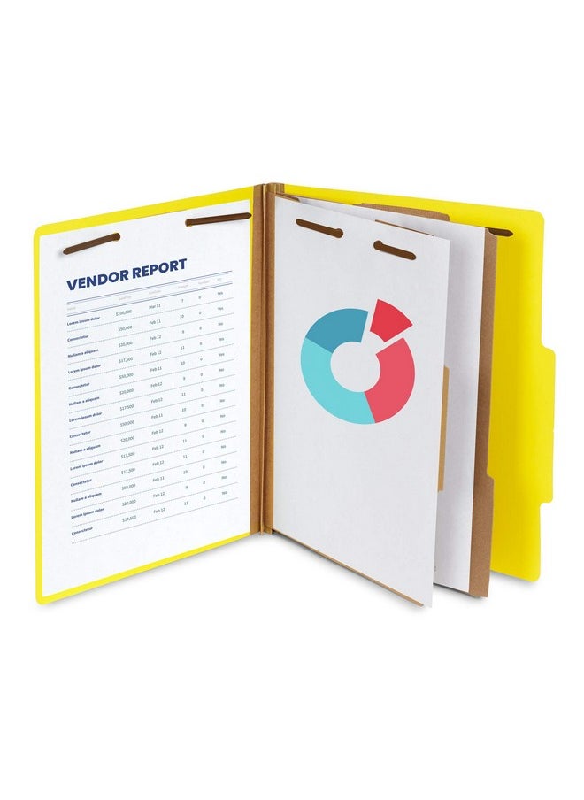 Blue Summit Supplies 10 Yellow Classification Folders 2 Divider 2 Inch Tyvek Expansions Durable 2 Prongs Designed To Organize Standard Medical Files Law Client Files Office Reports Letter Size Yellow 10 Pack  - Image 5