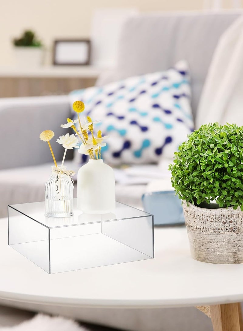 إي وورلد ٧ قطع من مكعبات الأكريليك الشفافة المتداخلة مع قيعان مجوفة بتصميم عصري مثالي لعرض النرد، كتل للديكور لعرض الصور، الكؤوس، القطع الأثرية والزينة. - Image 3