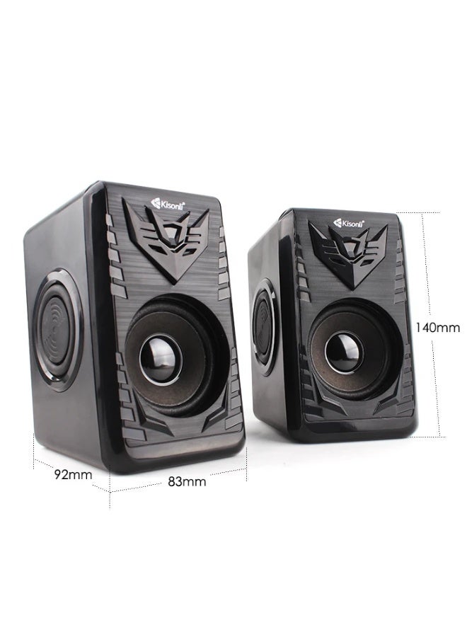 Kisonli T008A USB Speaker – Clear Stereo Sound with Compact Design for Desktop and PC - Image 2