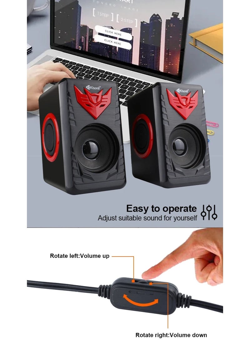 Kisonli T008A USB Speaker – Clear Stereo Sound with Compact Design for Desktop and PC - Image 4